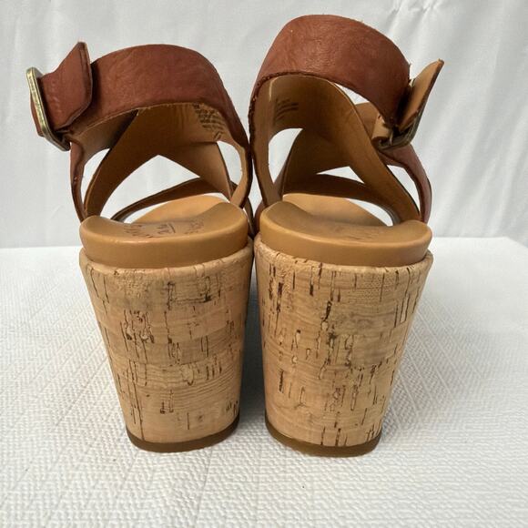 Kork Ease Sandals Womens Size 9 M Ashcroft Leather Wedge Brown Slingback - Picture 4 of 10